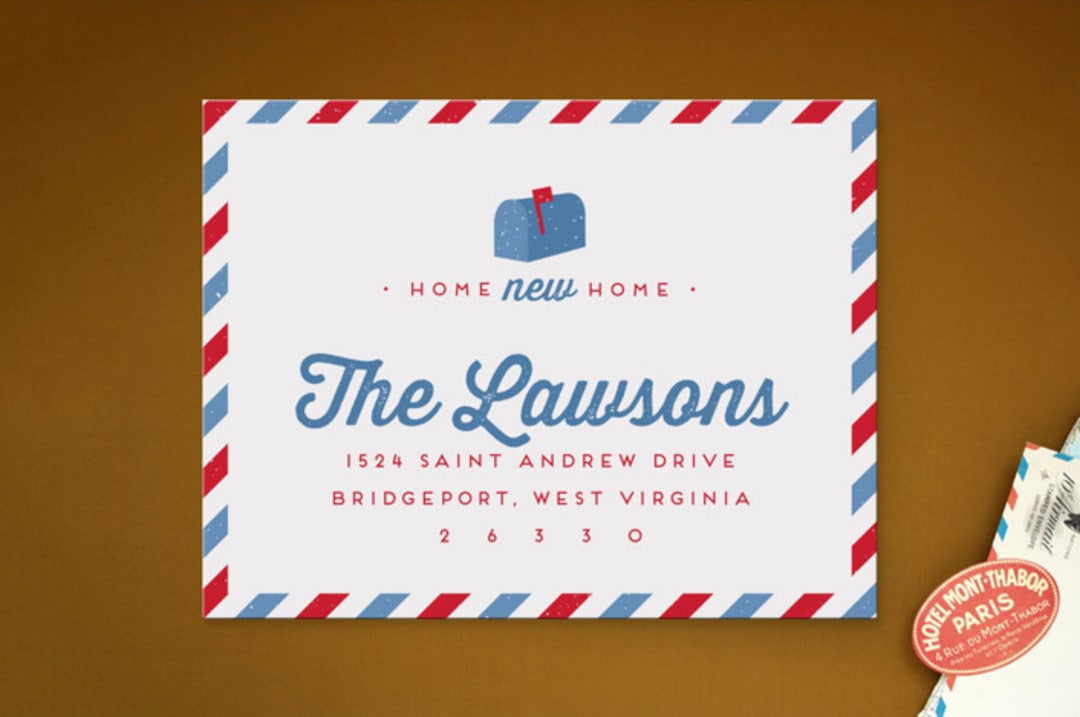 "Mail Time" - Moving Announcements in Berry by Lea Delaveris - Front