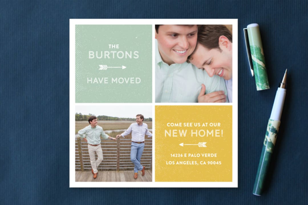 "new on the block(s)" - Moving Announcements in Seafoam by silverscreen studio - Front