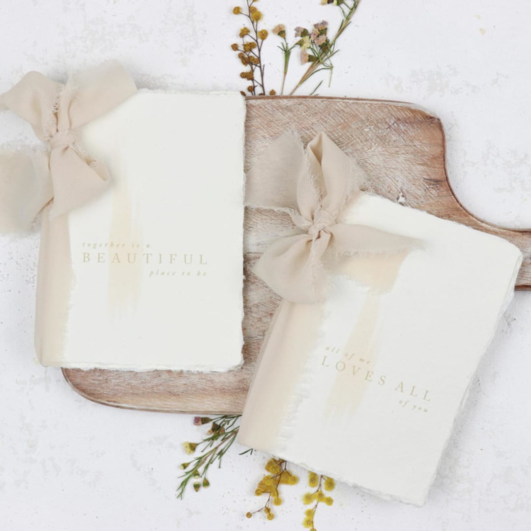 "Blush and Gold Type Vow Book" - Wedding Vow Books in gold by Clove and Cedar Design