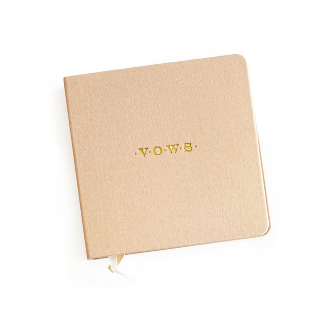 "Linen Wedding Vows Book | Gold Foil on Sand Linen" - Wedding Vow Books in blue by Jessica Cunningham