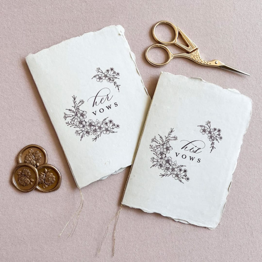 "His and Hers Vow Book Set- Light Grey Tonal" - Wedding Vow Books in gray by Jen Simpson