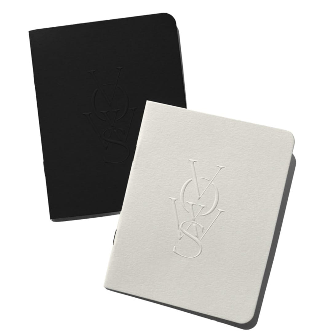 "Black & White, Luxe Embossed Unisex Vow Books, Set of Two - Blank Paper" - Wedding Vow Books in white by Eva Tadros