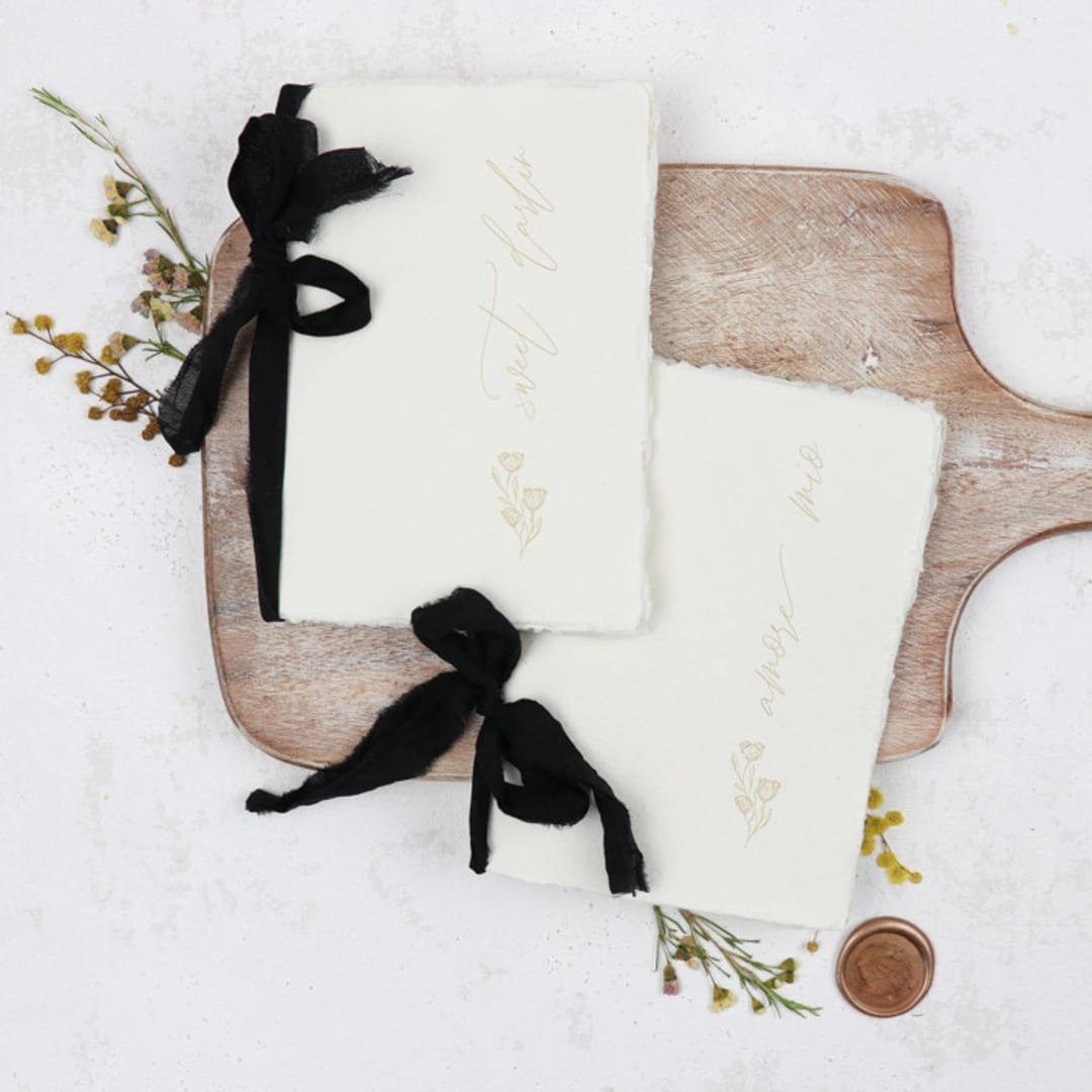 "Matte Gold Sweet Darlin Vow Book | Set of 2 | Size 6x4.125" - Wedding Vow Books in gold by Clove and Cedar Design