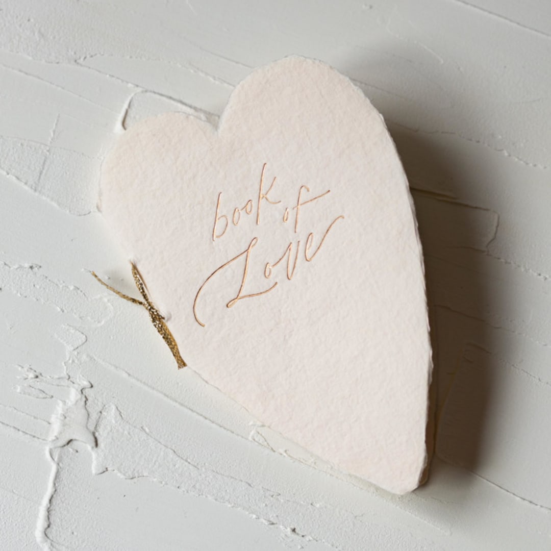 Book of Love Blush Handmade Paper Heart Letterpress Book