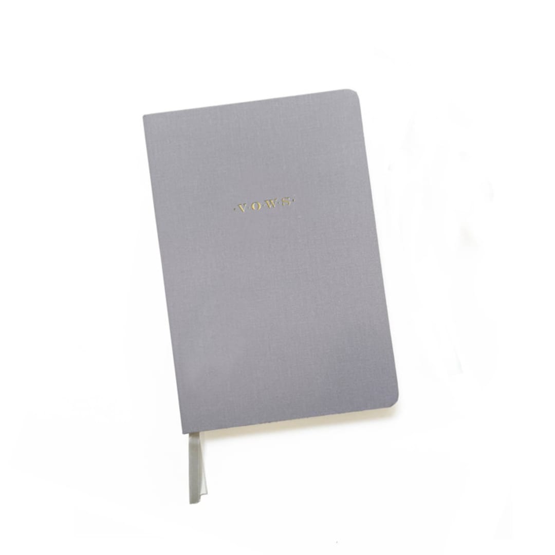 "Linen Wedding Vows Book | Gold Foil on Grey Linen" - Wedding Vow Books in gray by Jessica Cunningham