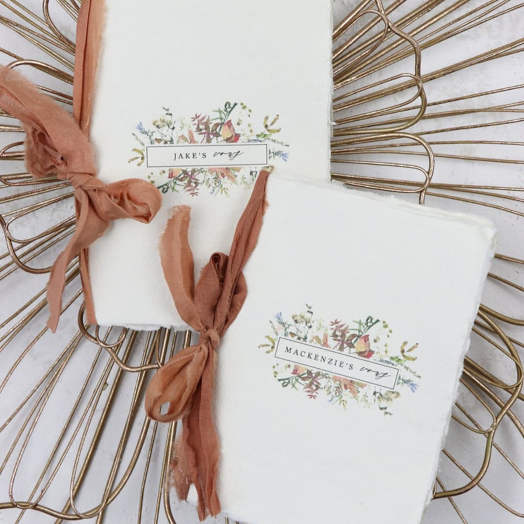 "Fall Florals Vow Book | Set of 2 | Size 6x4.125" - Wedding Vow Books in multicolor by Clove and Cedar Design
