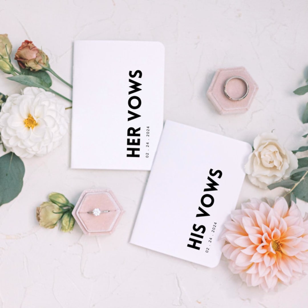 "Wedding Vow Book Set - Modern" - Wedding Vow Books in white by Autumn Fox Designs