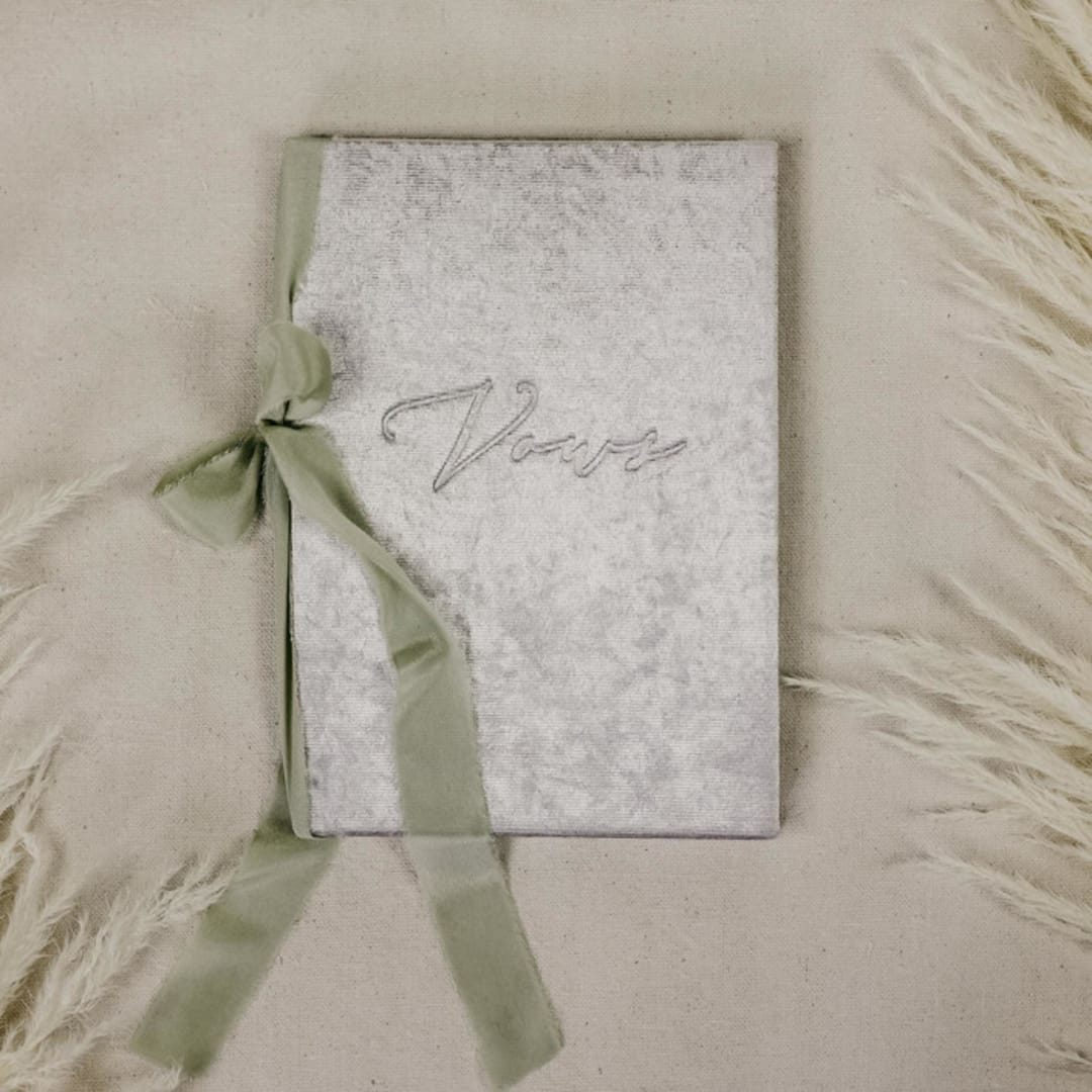 "Vow Book Silver Velvet with Ribbon" - Wedding Vow Books in silver by Jordan Perry