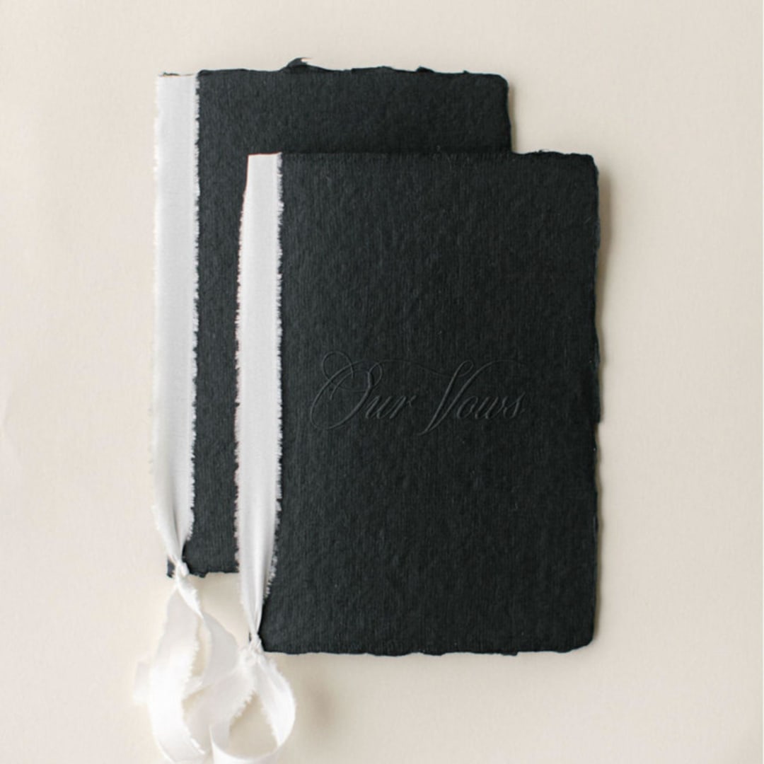 "'Our Vows' Embossed Wedding Vow Books, Set of Two, Black" - Wedding Vow Books in black by Studio Lavender