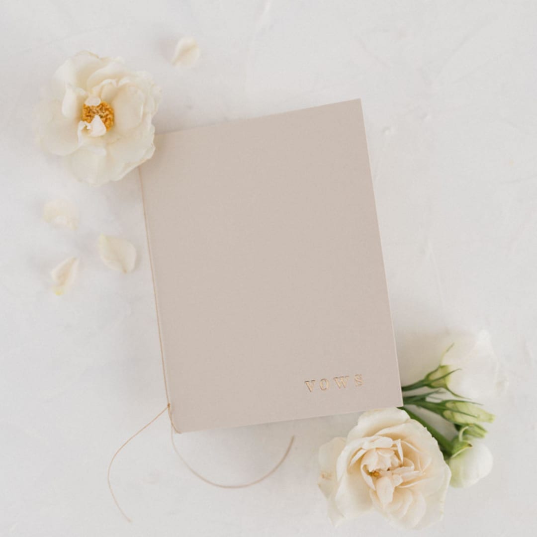 "Mist Wedding Vow Books, Set of Two" - Wedding Vow Books in beige by Studio Lavender