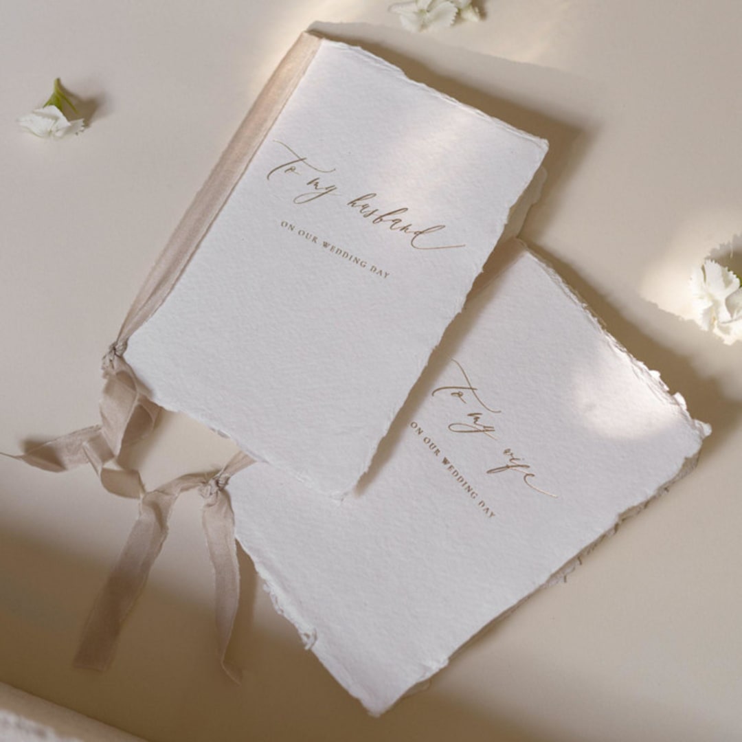 "'To my husband / To my wife' Wedding Vow Books, Set of Two" - Wedding Vow Books in white by Studio Lavender