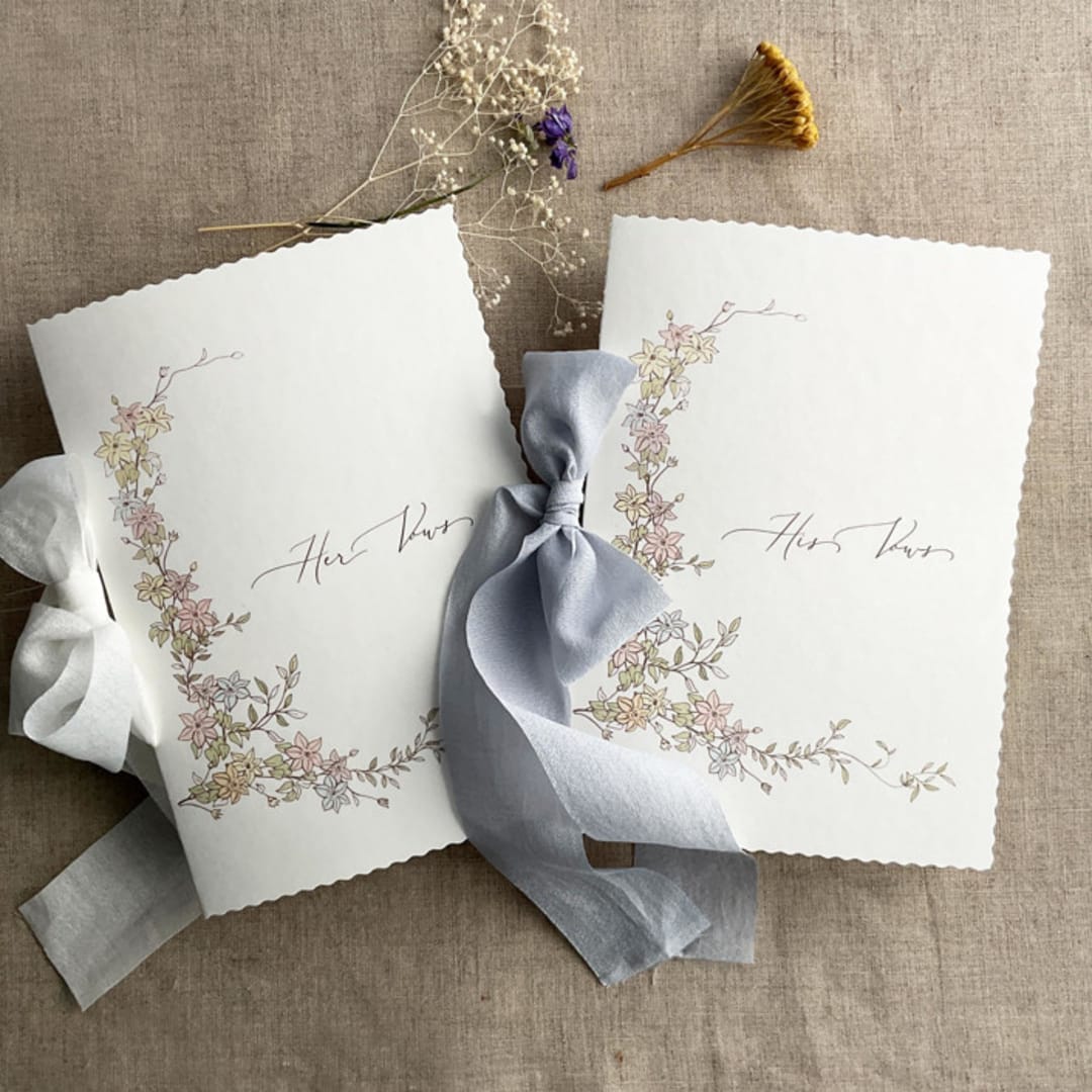 "Marianne's Bouquet Vow books SET of 2 books" - Wedding Vow Books in blue by Ivory Invitations