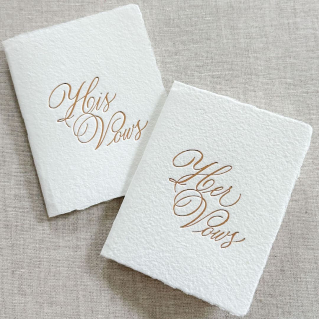 "Rose Gold - Penny Copper Foil Vow Books - Set of 2" - Wedding Vow Books in copper by Maria Ferrer G.