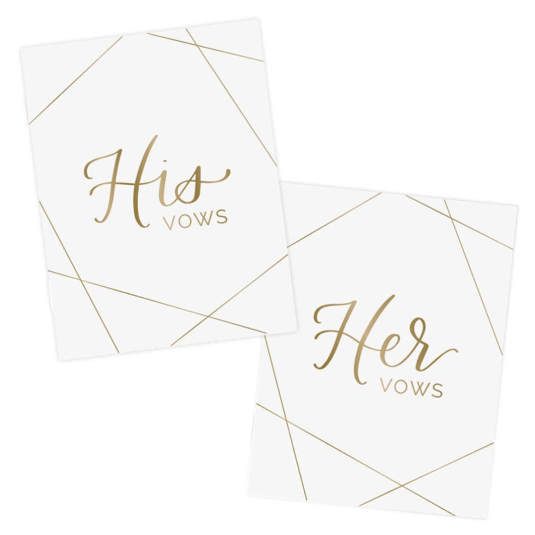 "Geometric Vow Books" - Wedding Vow Books in gold by bloom Daily Planners