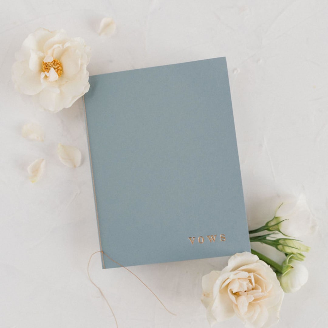 "Dusty Blue Wedding Vow Books, Set of Two" - Wedding Vow Books in blue by Studio Lavender