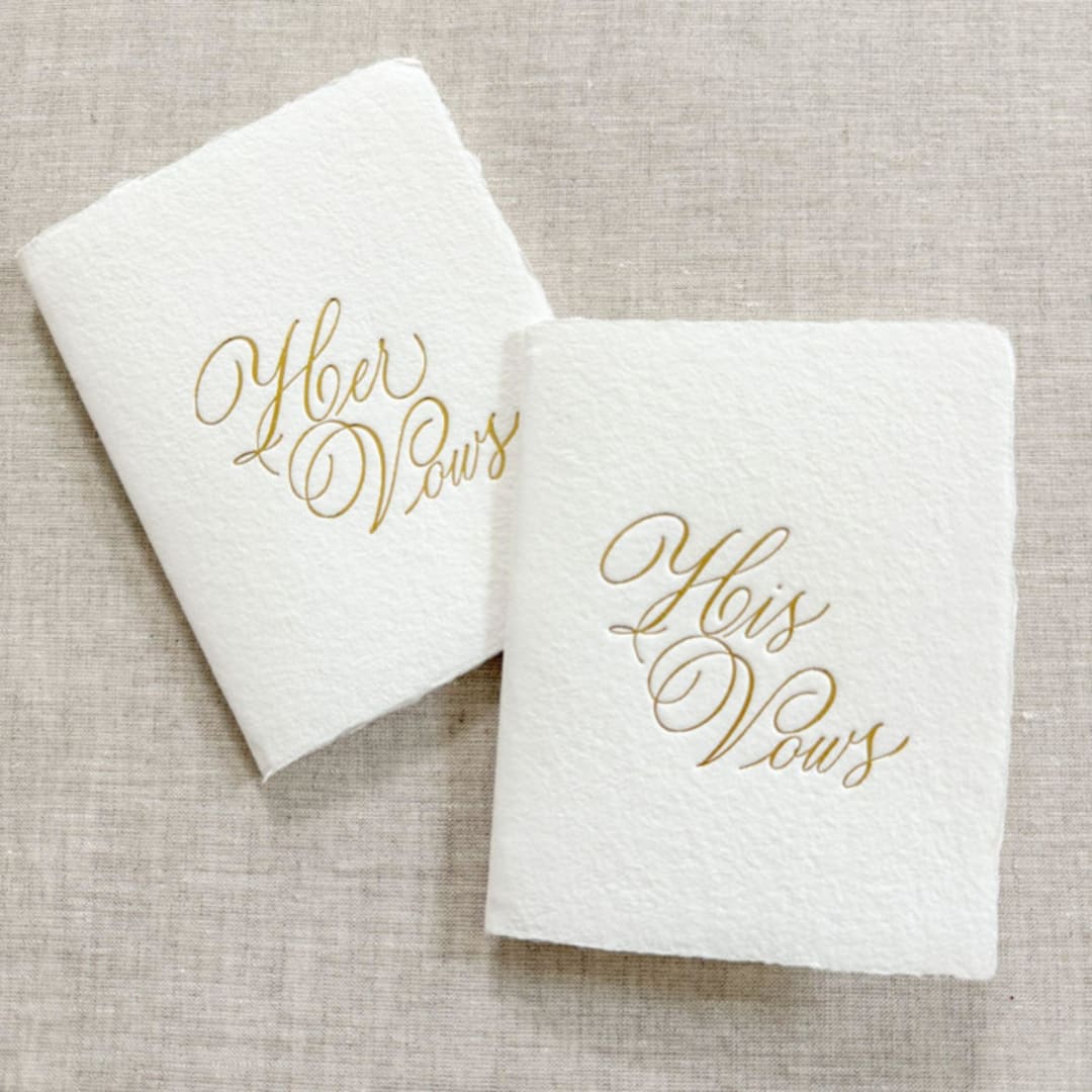 "Gold Foil Vow Books - Set of 2" - Wedding Vow Books in gold by Maria Ferrer G.