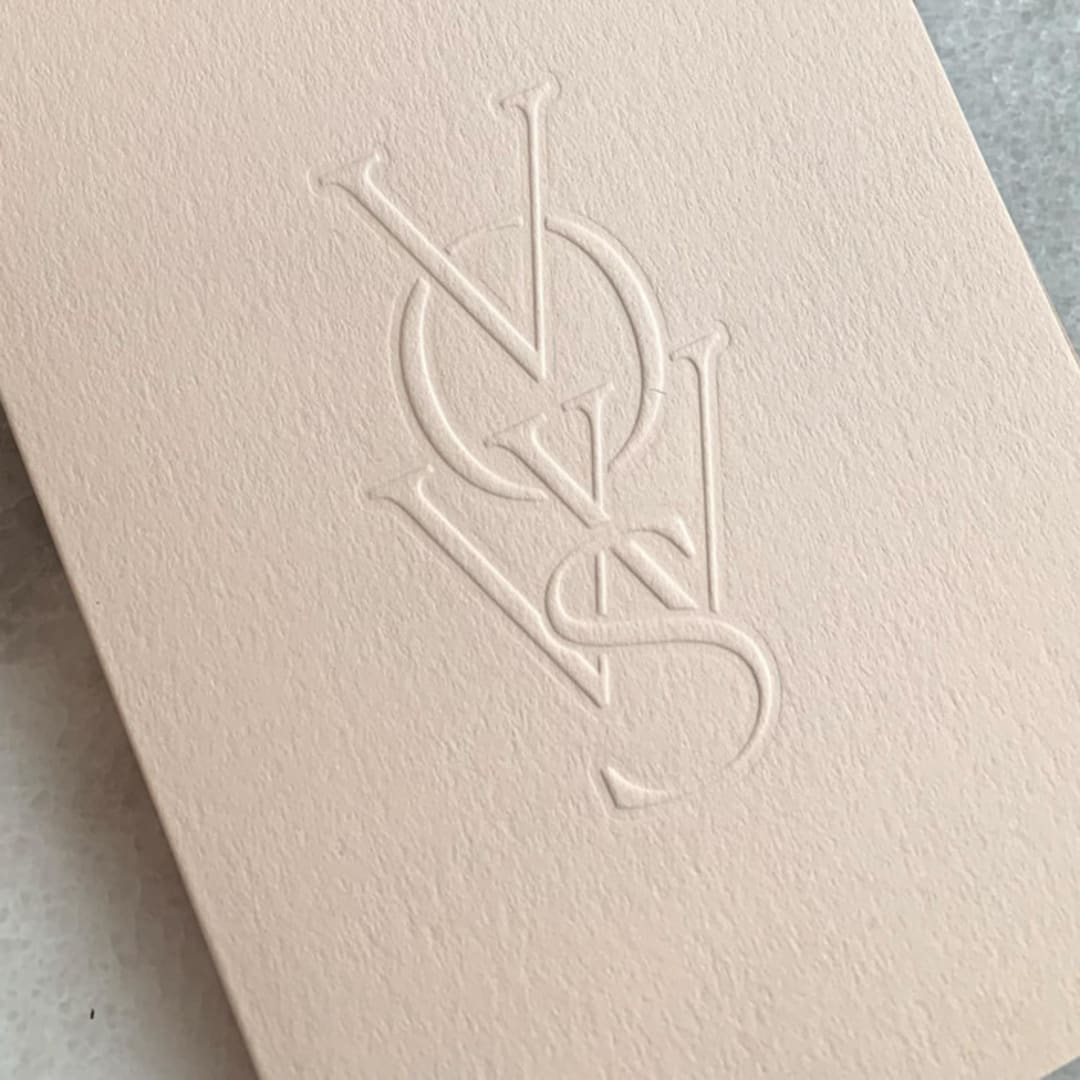 "Luxe Embossed Unisex Vow Books, Set of Two Almond_Lined Paper" - Wedding Vow Books in beige by Eva Tadros