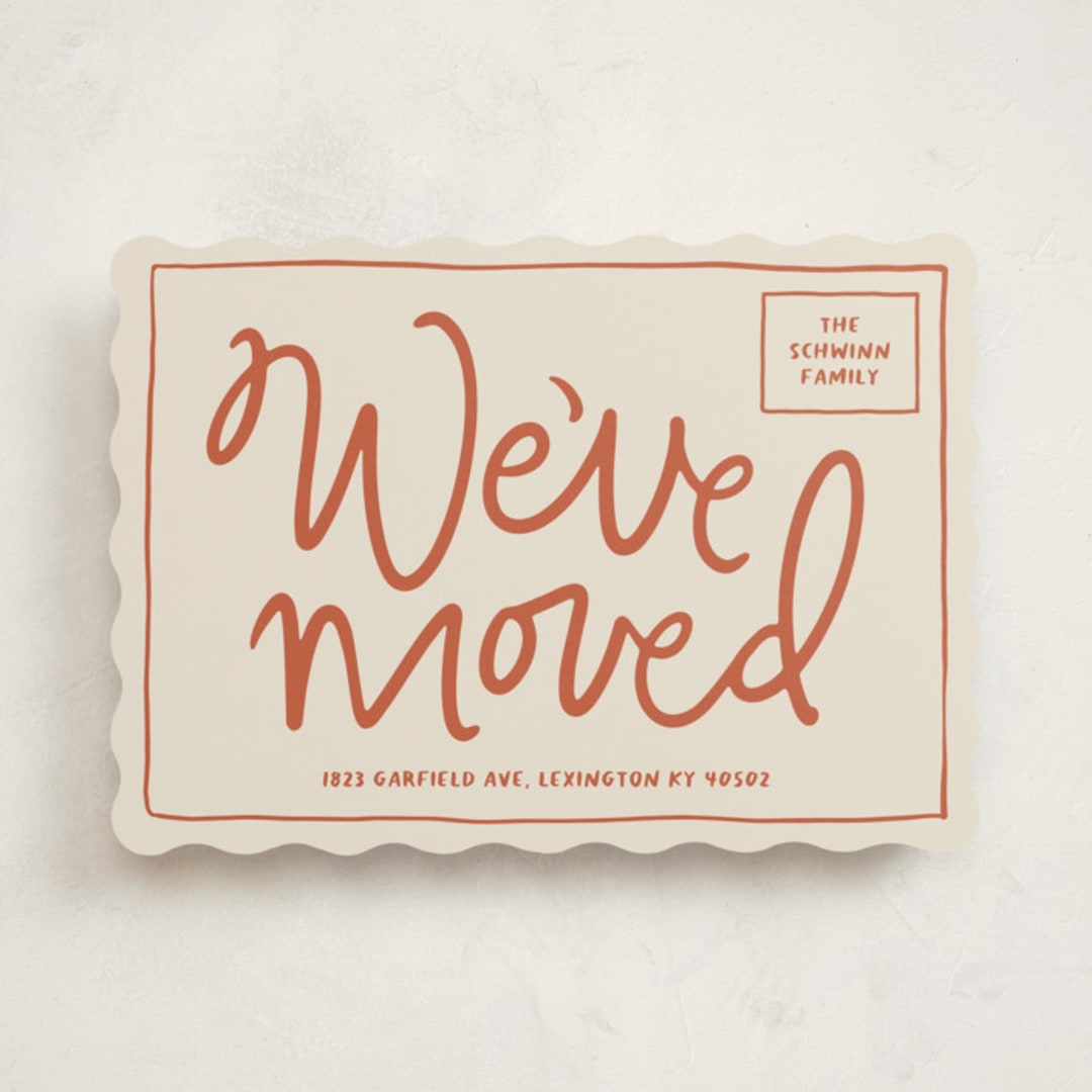 "Sealed and Delivered" - Moving Announcements in Tomato by Inkblot Design - Front
