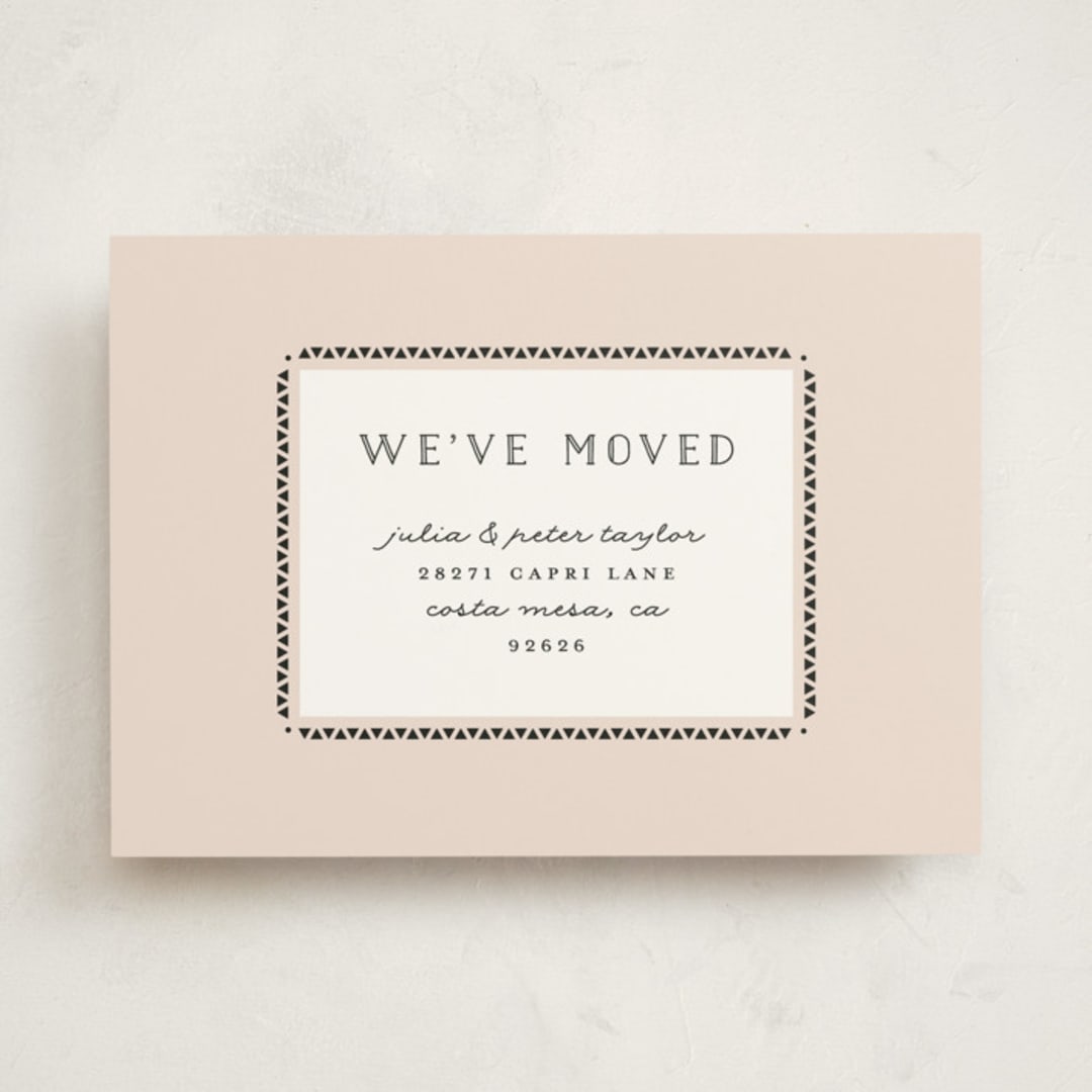 "Modern Border" - Moving Announcements in Blush by Monica Schafer - Front