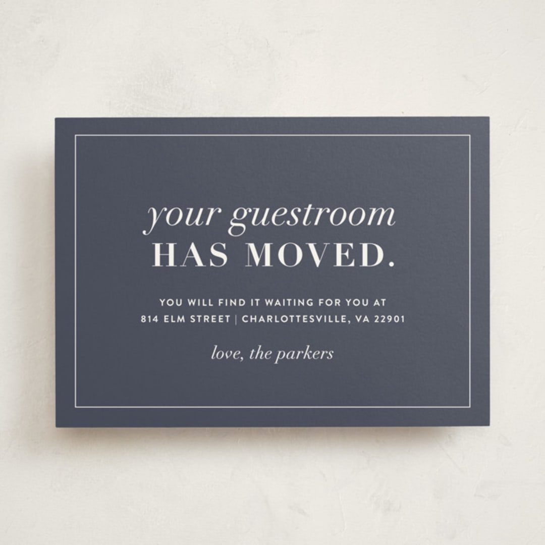 "New Guestroom" - Moving Announcements in Denim by Amy Kross - Front