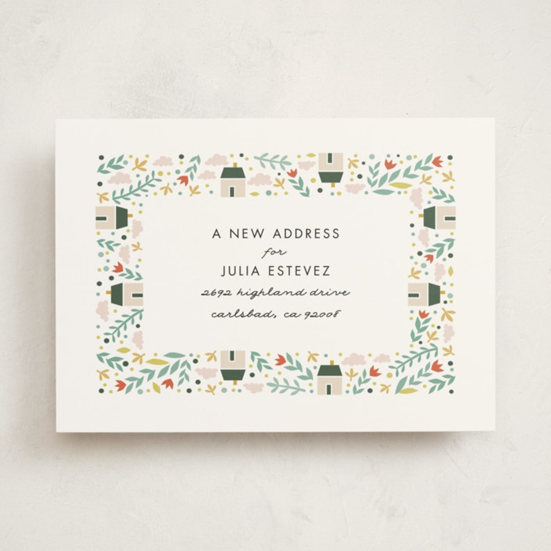 "Little Village" - Moving Announcements in Onyx by Monica Schafer - Front