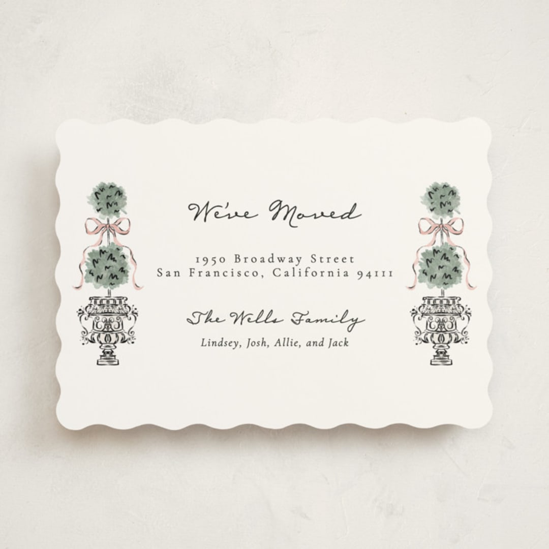 "Hand illustrated Garden Gate" - Moving Announcements in Forest by Jackie Crawford - Front