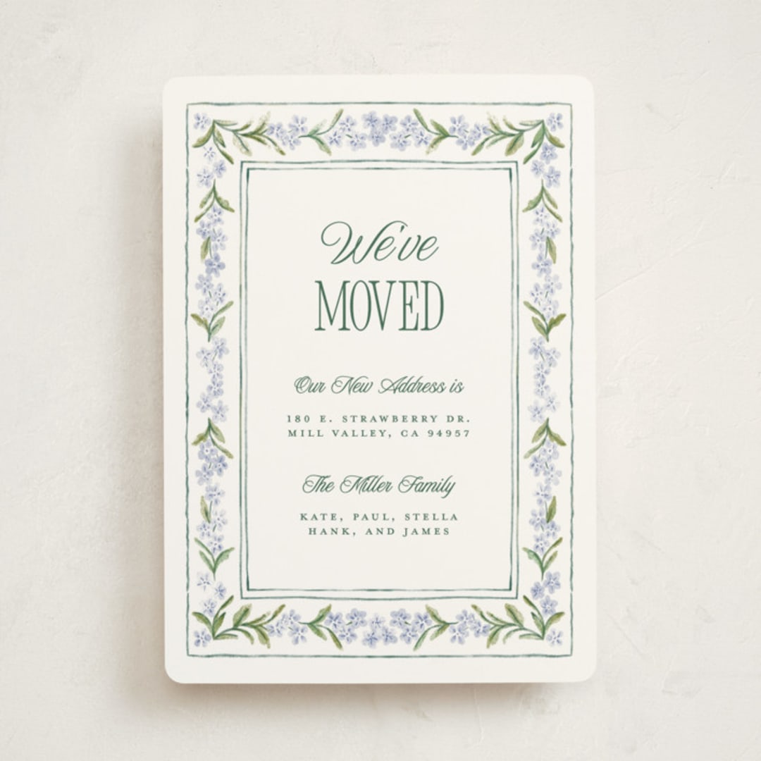 "Vintage Sketched" - Moving Announcements in Wisteria by Jenna Holcomb - Front