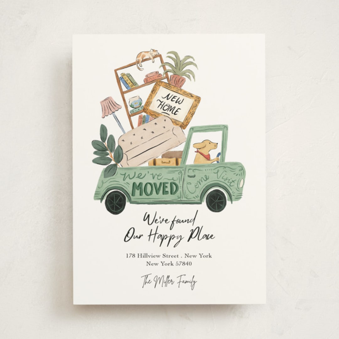 "New Home, New Adventures" - Moving Announcements in Seafoam by Elly - Front