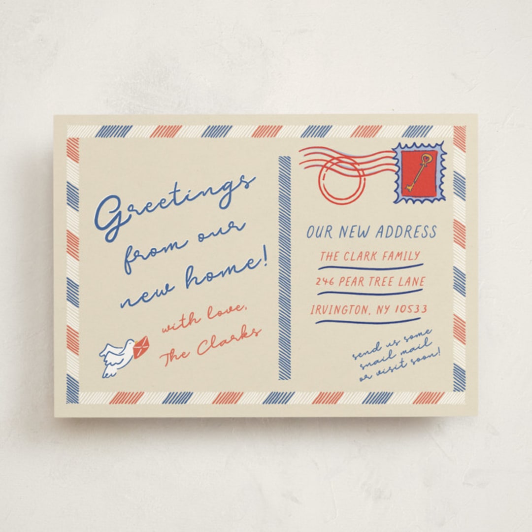 "New Destination Post" - Moving Announcements in Ivory by Sarah Rosenthal - Front