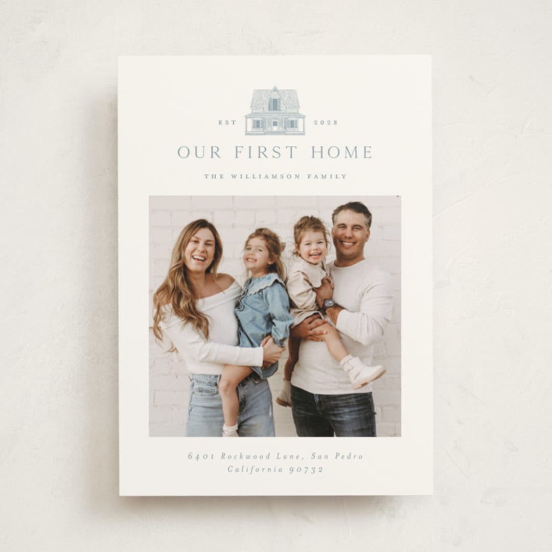 "first home classic motif" - Moving Announcements in Stormy by Becky Nimoy - Front