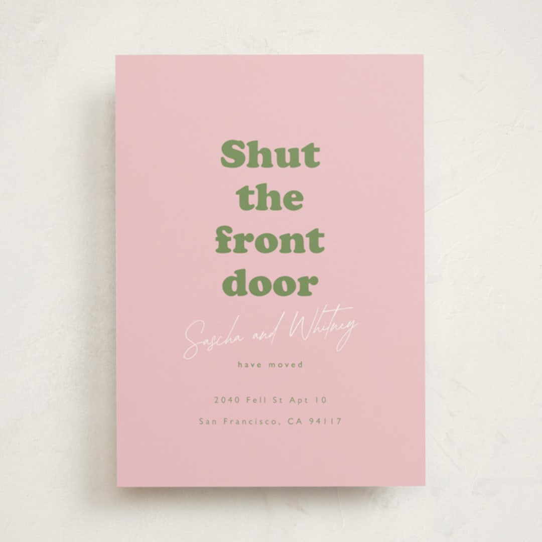 "Shut" - Moving Announcements in Peony by Hudson meet Rose - Front