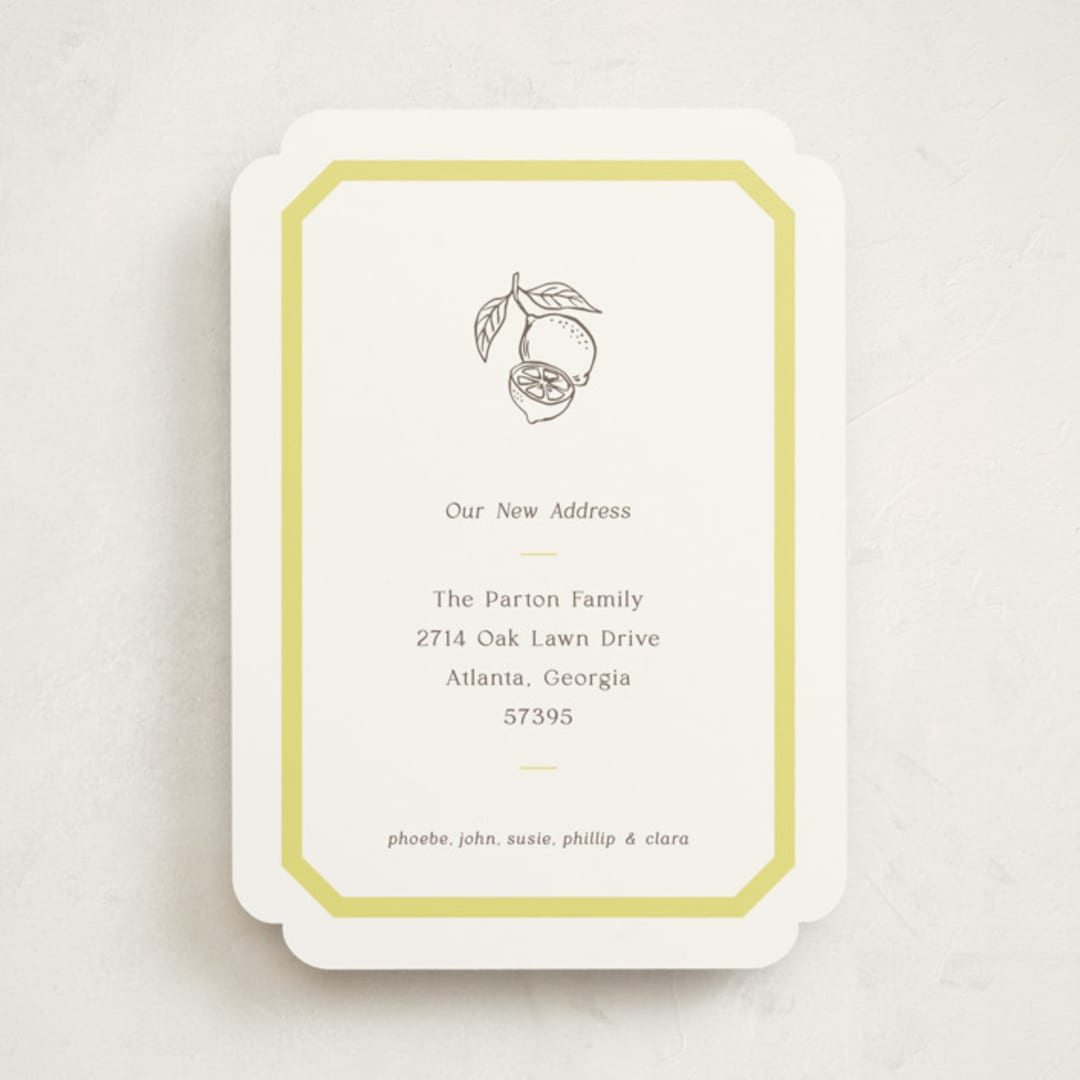 "Citrus" - Moving Announcements in Limone by Megan Davis - Front