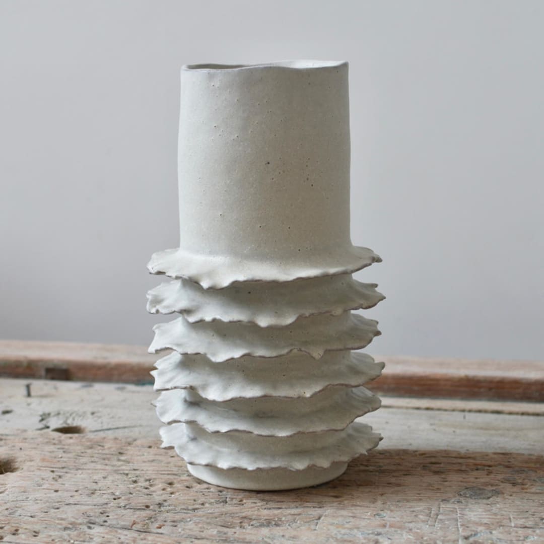 "Ribera Tall Coastal Vase" - Vases in white by OWO Cerámica