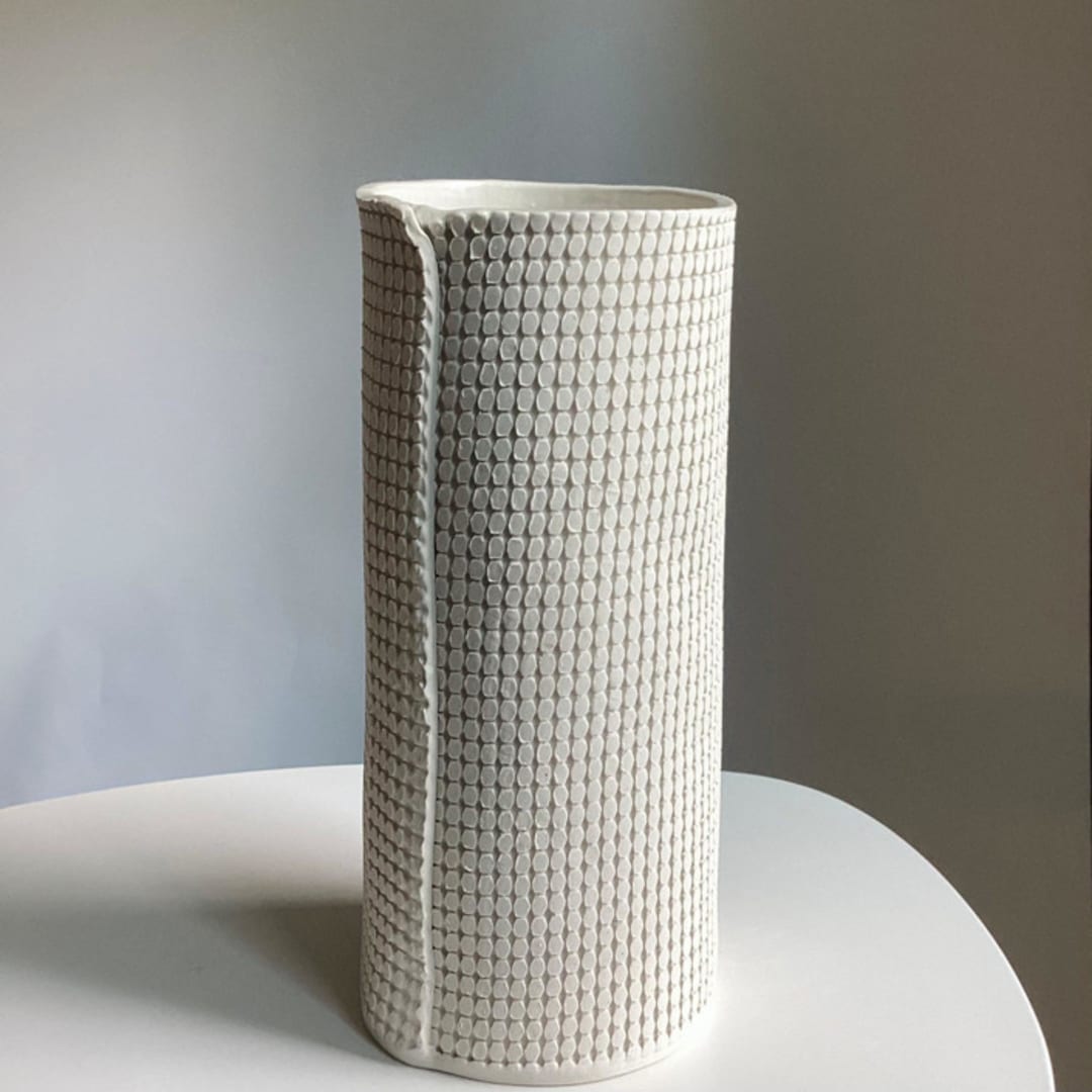 "Small Grid Cylinder Vase" - Vases in white by Cym Warkov