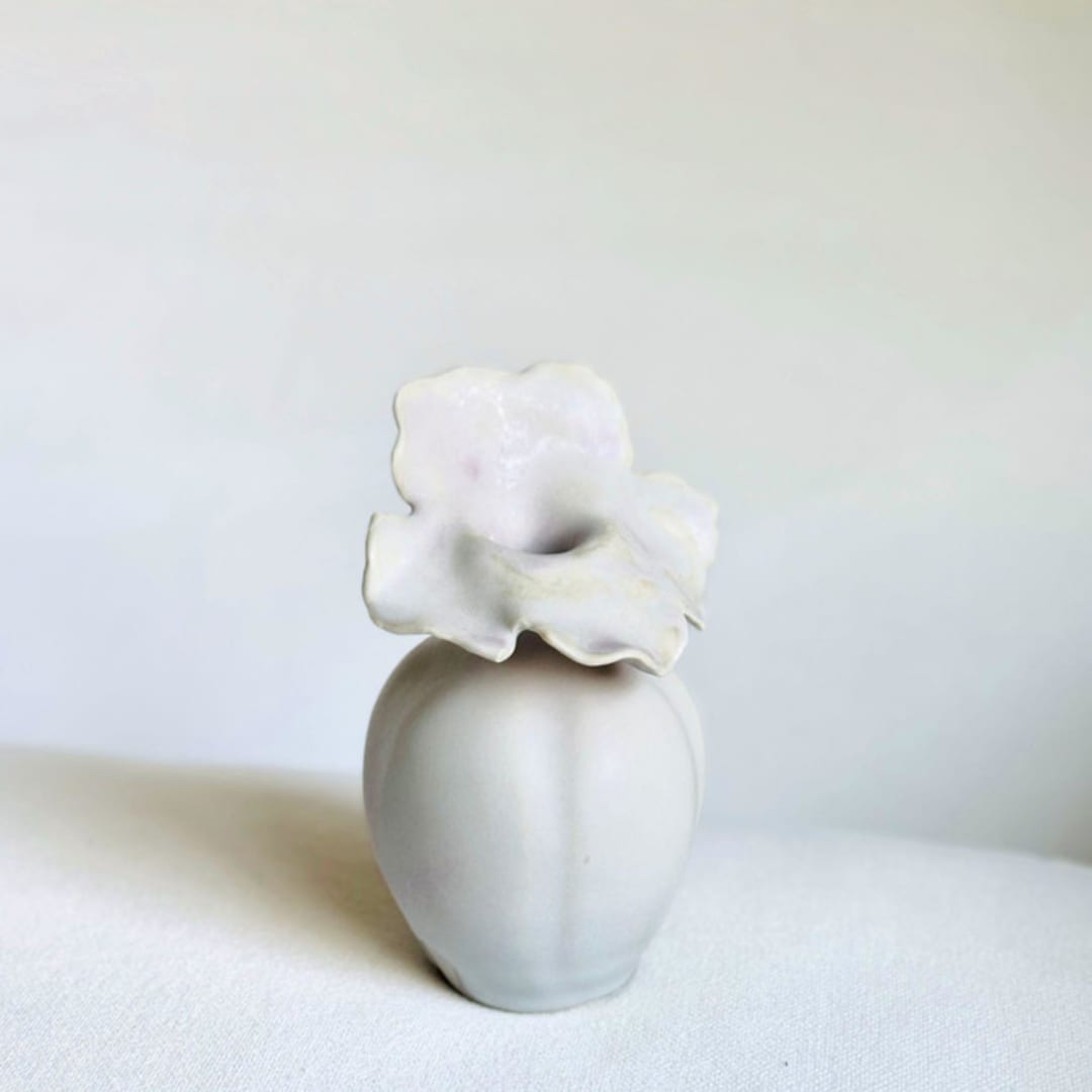 "Floral Fluted Bud Vase" - Vases in white by Cloude Made