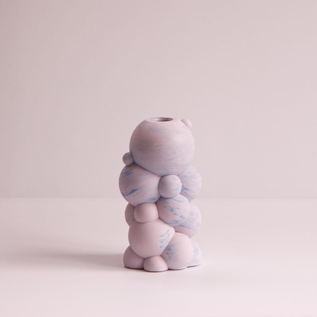 molecule bud vase, purple marble