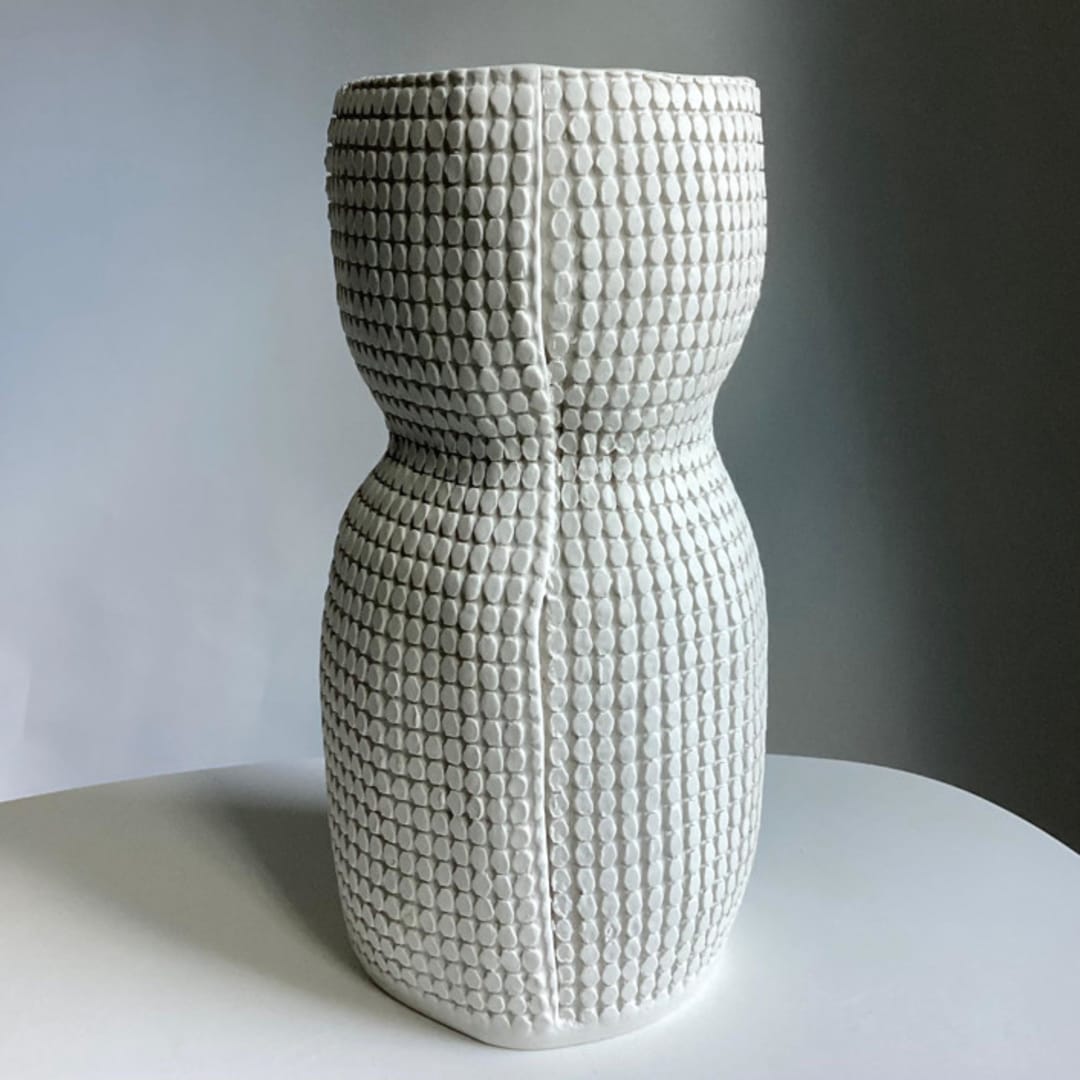"Large Grid Curvy Vase" - Vases in white by Cym Warkov