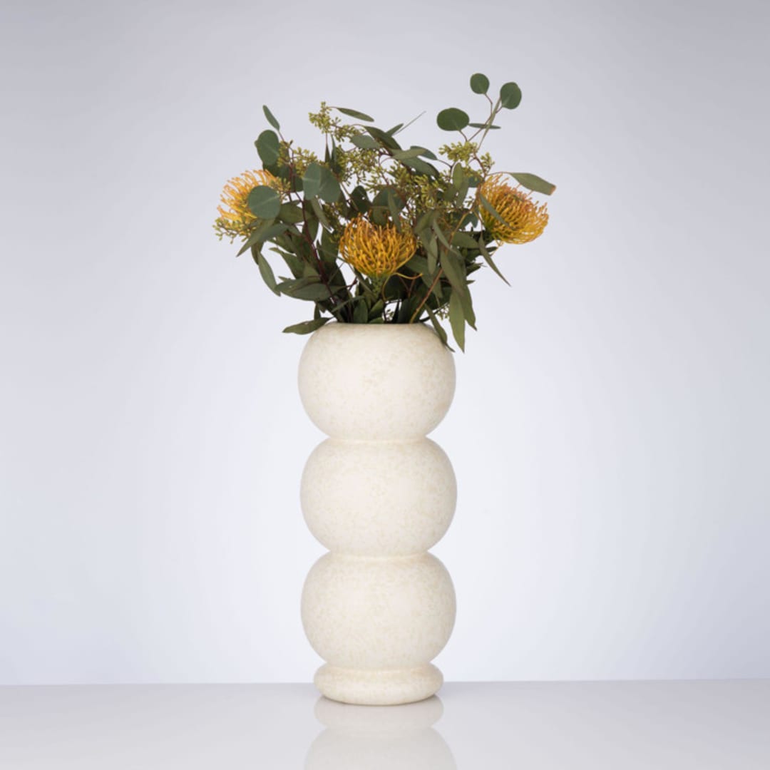 "Ceramic Sculptural Vase - White  Stacked & Chic" - Vases in white by DinaDecor