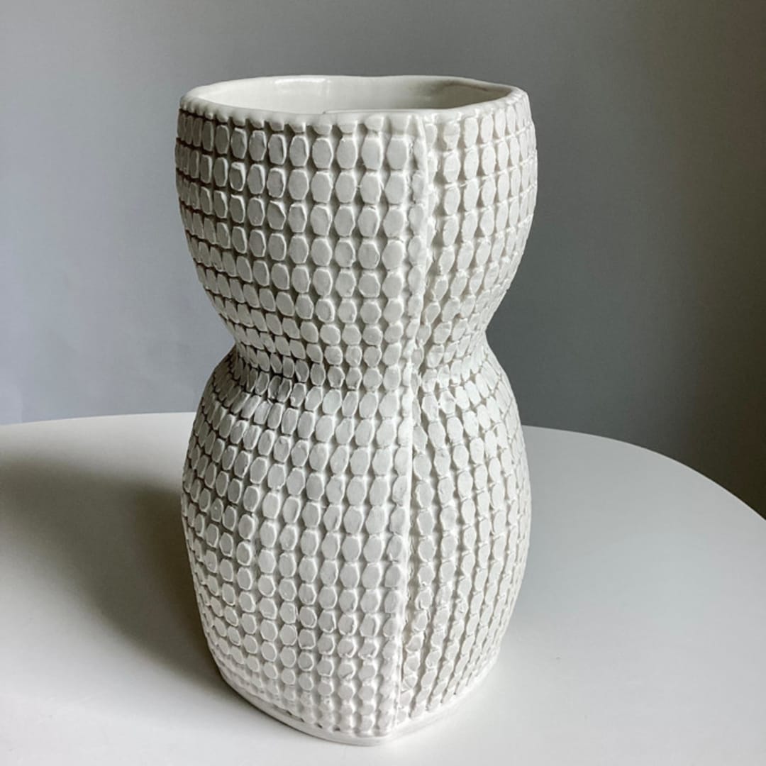 "Small Grid Curvy Vase" - Vases in white by Cym Warkov