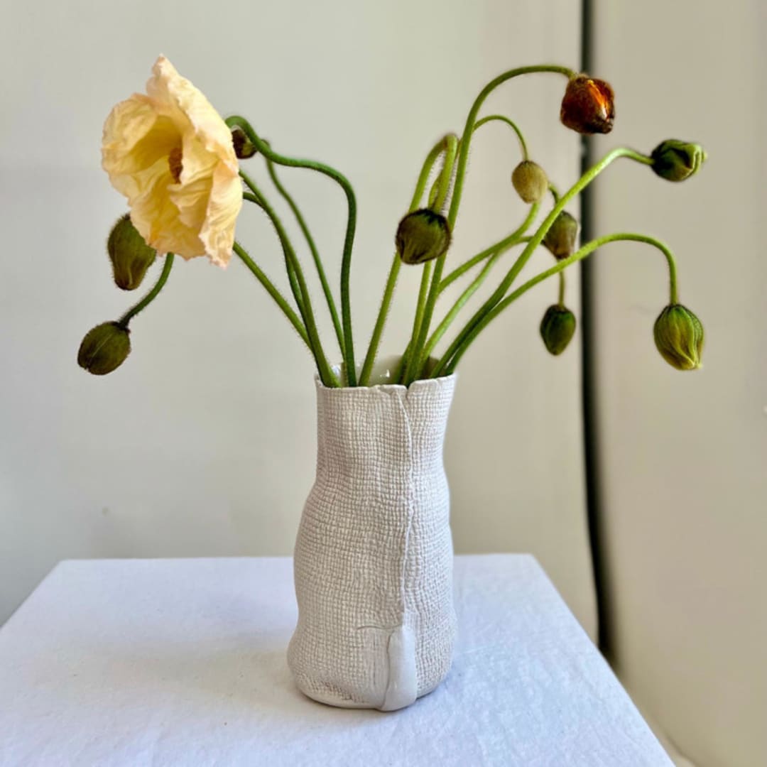 "Wabi-Sabi Burlap Vase #01" - Vases in white by Cym Warkov