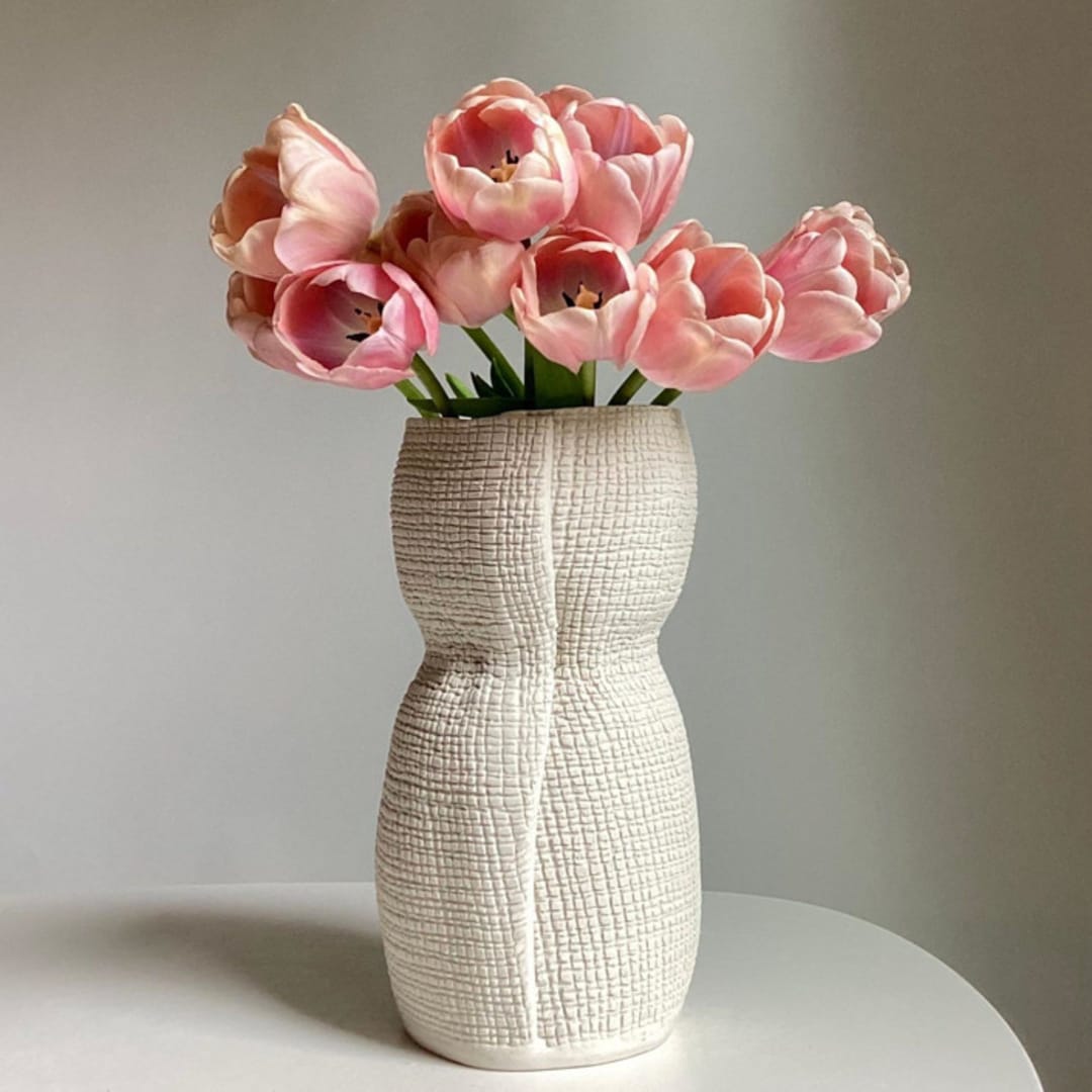 "Small Burlap Curvy Vase" - Vases in white by Cym Warkov