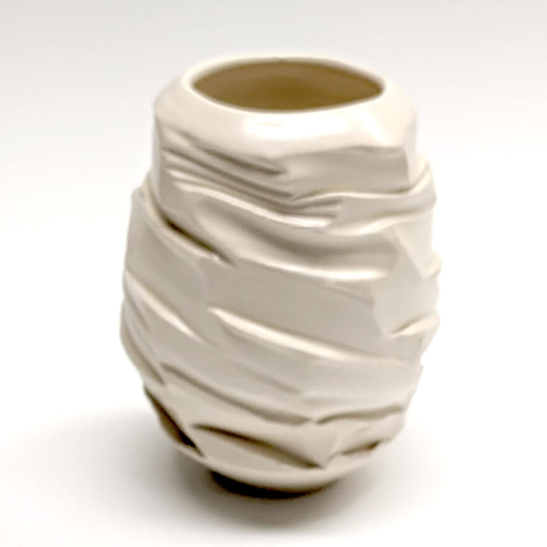 "Faceted white vase" - Vases in white by Liz Vigoda