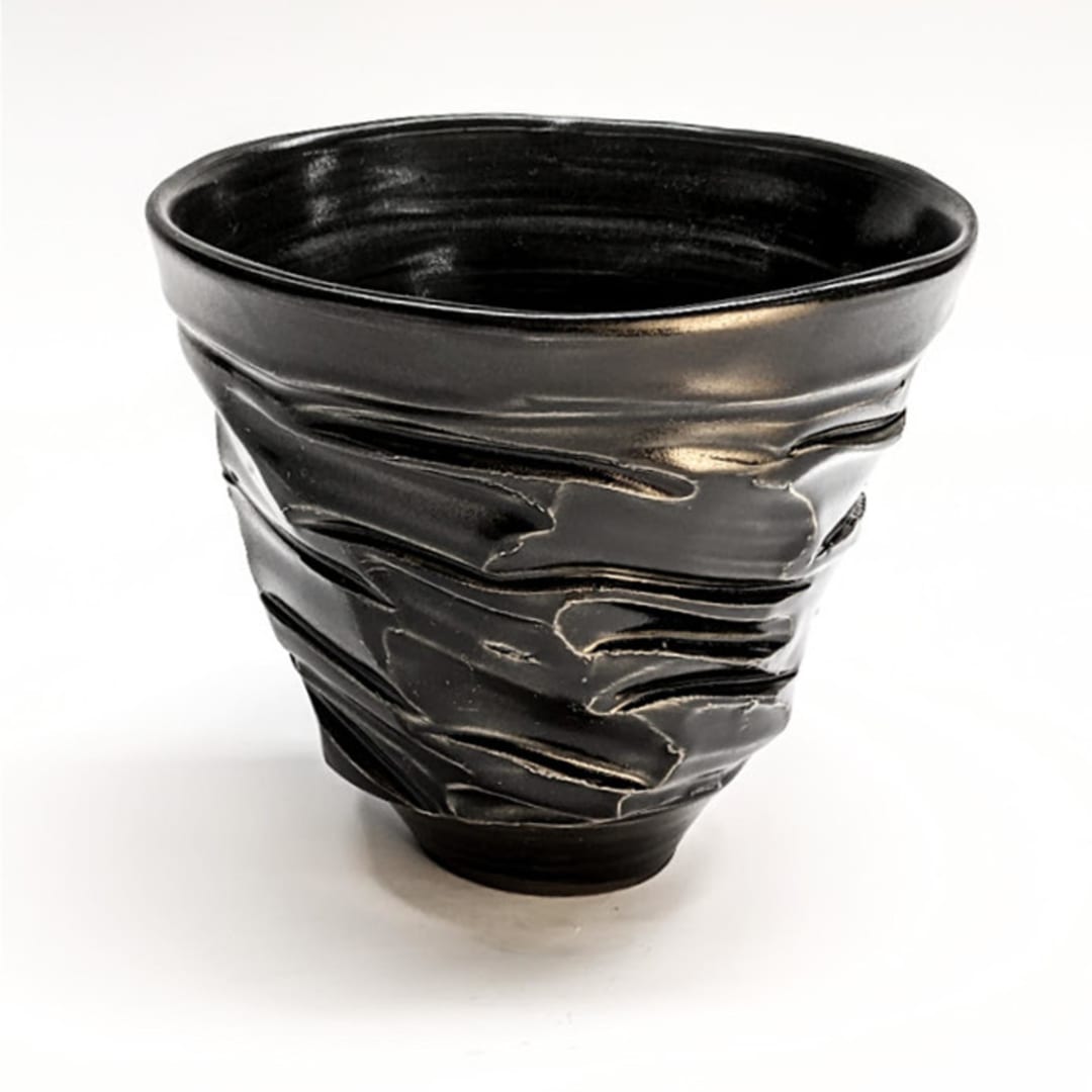 "faceted flared bowl" - Vases in black by Liz Vigoda