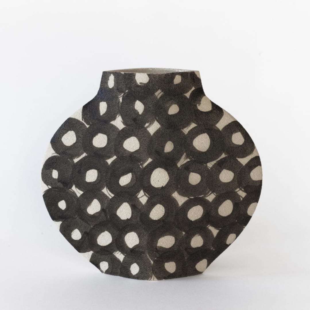 "Ceramic Vase Rounds Pattern" - Vases in beige by Inhee Ma