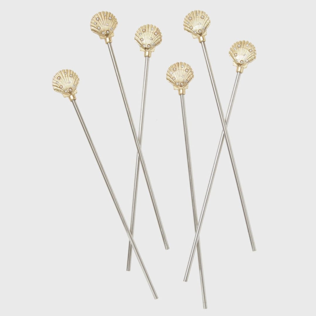 "Shell swizzle sticks" - Wine and Bar Tools in gold by Joanna Buchanan