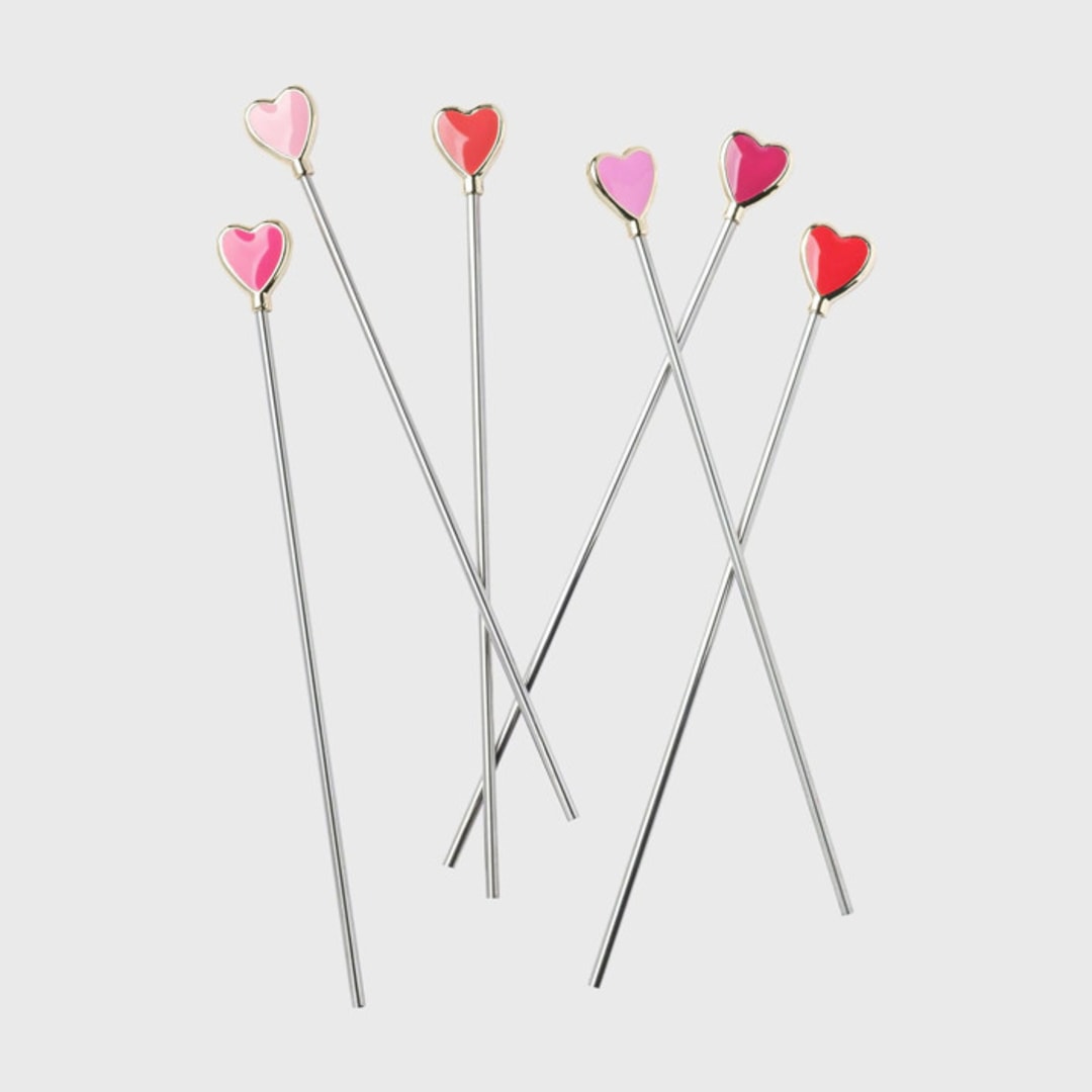 "Heart swizzle sticks" - Wine and Bar Tools in pink by Joanna Buchanan