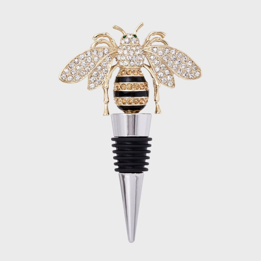 "Stripey bee wine stopper" - Wine and Bar Tools in gold by Joanna Buchanan