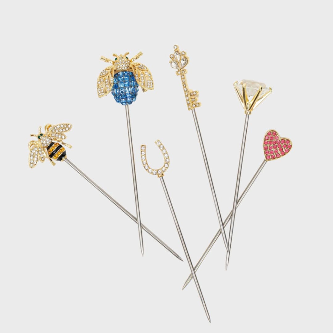 "Wedding cocktail picks" - Wine and Bar Tools in multicolor by Joanna Buchanan