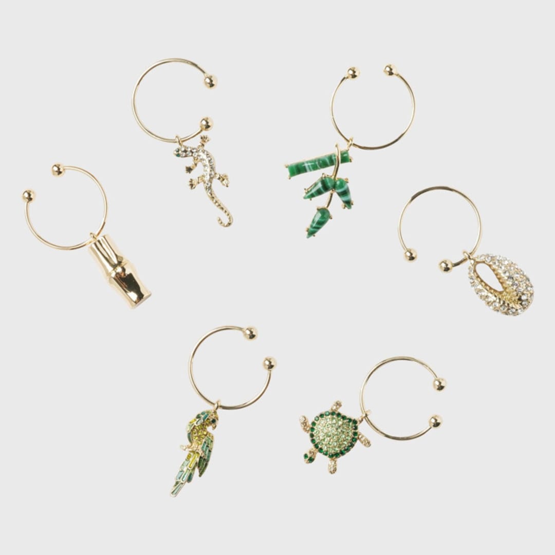 "Palm beach wine charms" - Wine and Bar Tools in gold by Joanna Buchanan