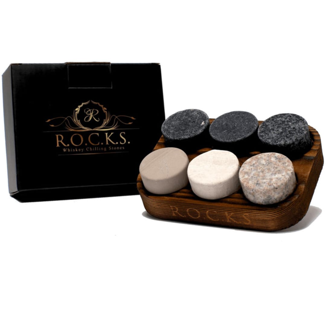 "The Original Rocks" - Wine and Bar Tools in black by ROCKS Whiskey Chilling Stones